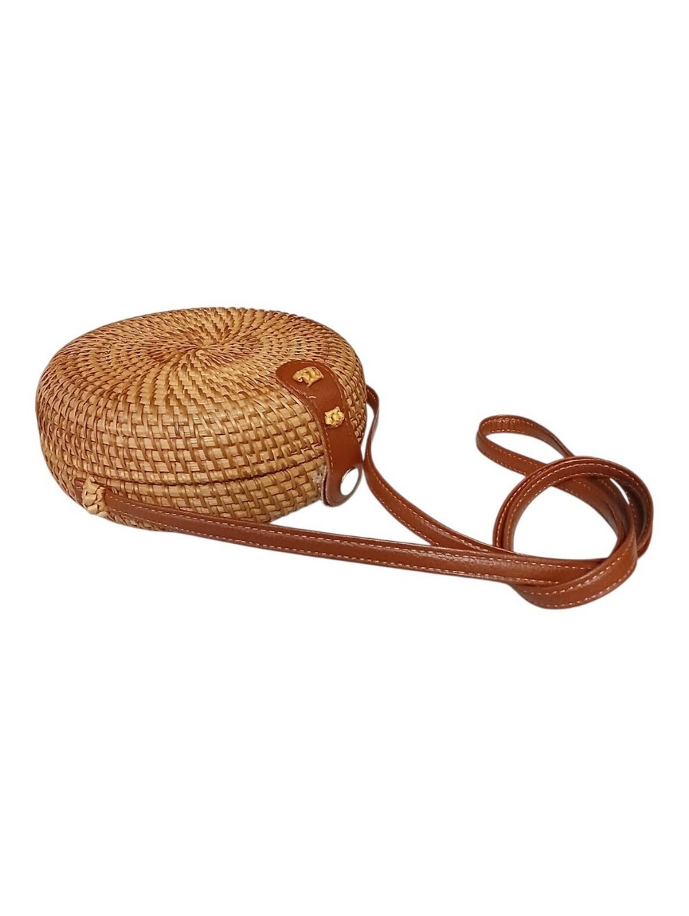 Anthropologie | Round Woven Rattan Crossbody Bag